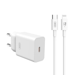 Зарядно устройство 220V XO - L126 20W, USB-C + кабел Type-C към Lightning Зарядно устройство 220V XO - L126 20W, USB-C + кабел Type-C към Lightning
