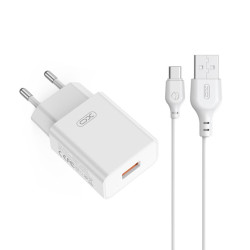 Зарядно устройство 220V XO - GaN Nitride L127 18W, USB-A + кабел USB-A към Type-C Зарядно устройство 220V XO - GaN Nitride L127 18W, USB-A + кабел USB-A към Type-C