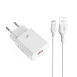 Зарядно устройство 220V XO - GaN Nitride L127 18W, USB-A + кабел USB-A към Lightning Зарядно устройство 220V XO - GaN Nitride L127 18W, USB-A + кабел USB-A към Lightning