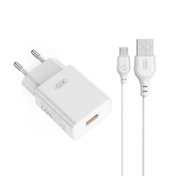 Зарядно устройство 220V XO - GaN Nitride L127 18W, USB-A + кабел USB-A към Micro Зарядно устройство 220V XO - GaN Nitride L127 18W, USB-A + кабел USB-A към Micro