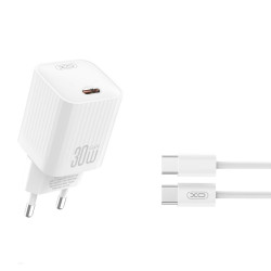 Зарядно устройство 220V XO - L148 30W, USB-C, PD + кабел Type-C към Type-C Зарядно устройство 220V XO - L148 30W, USB-C, PD + кабел Type-C към Type-C