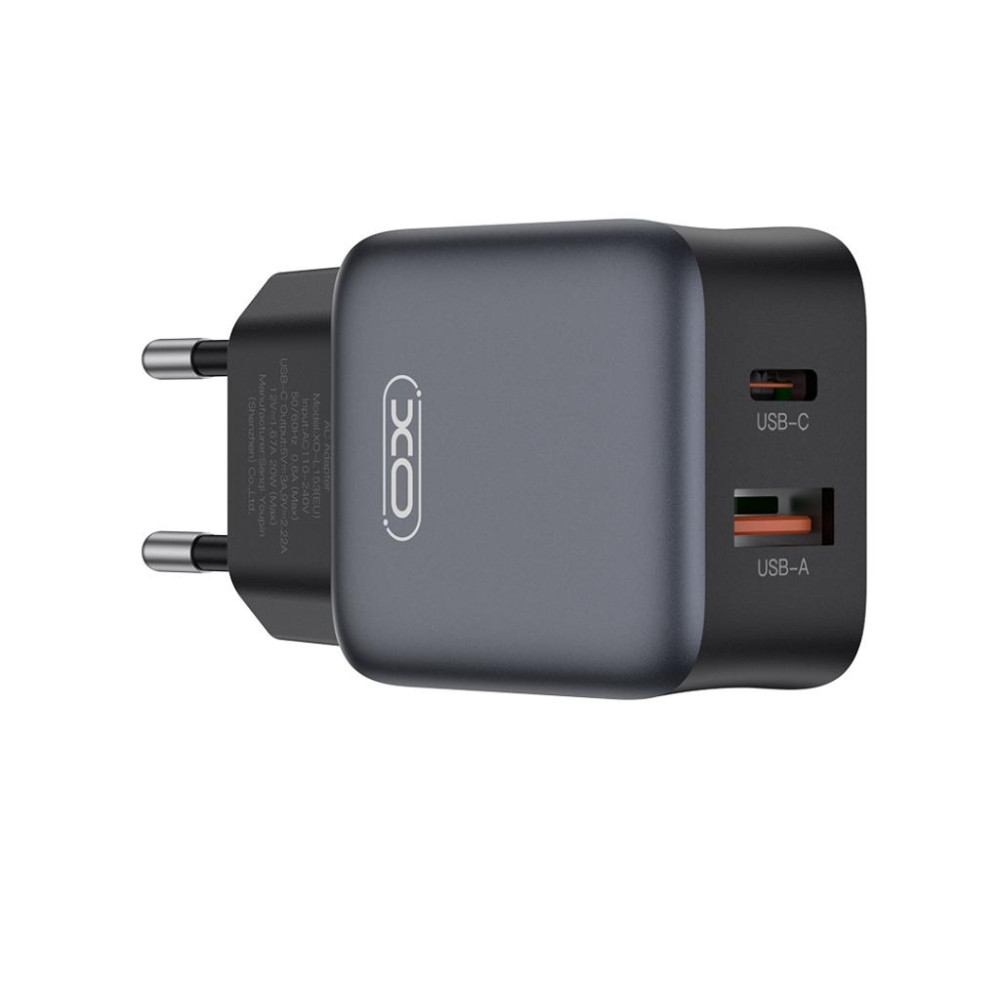 Зарядно устройство 220V XO - L156 30W, USB-A, USB-C + кабел Type-C към Lightning Зарядно устройство 220V XO - L156 30W, USB-A, USB-C + кабел Type-C към Lightning