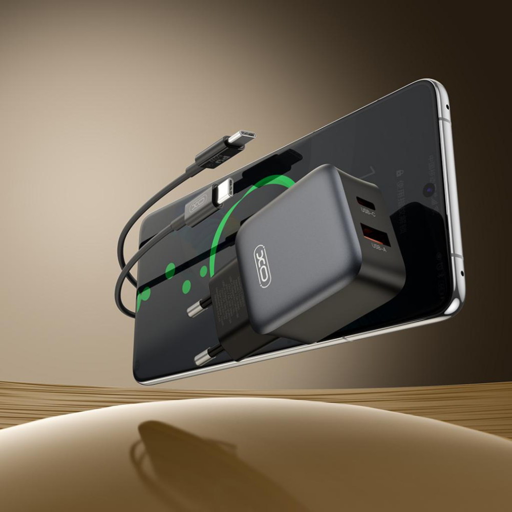 Зарядно устройство 220V XO - L156 30W, USB-A, USB-C + кабел Type-C към Lightning Зарядно устройство 220V XO - L156 30W, USB-A, USB-C + кабел Type-C към Lightning