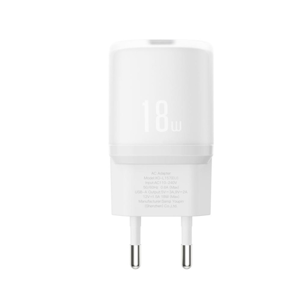 Зарядно устройство 220V XO - L157 18W, USB-A - бял