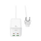 Зарядно устройство 220V 2xUSB-A, 2xUSB-C, AC XO - WL24, 65W