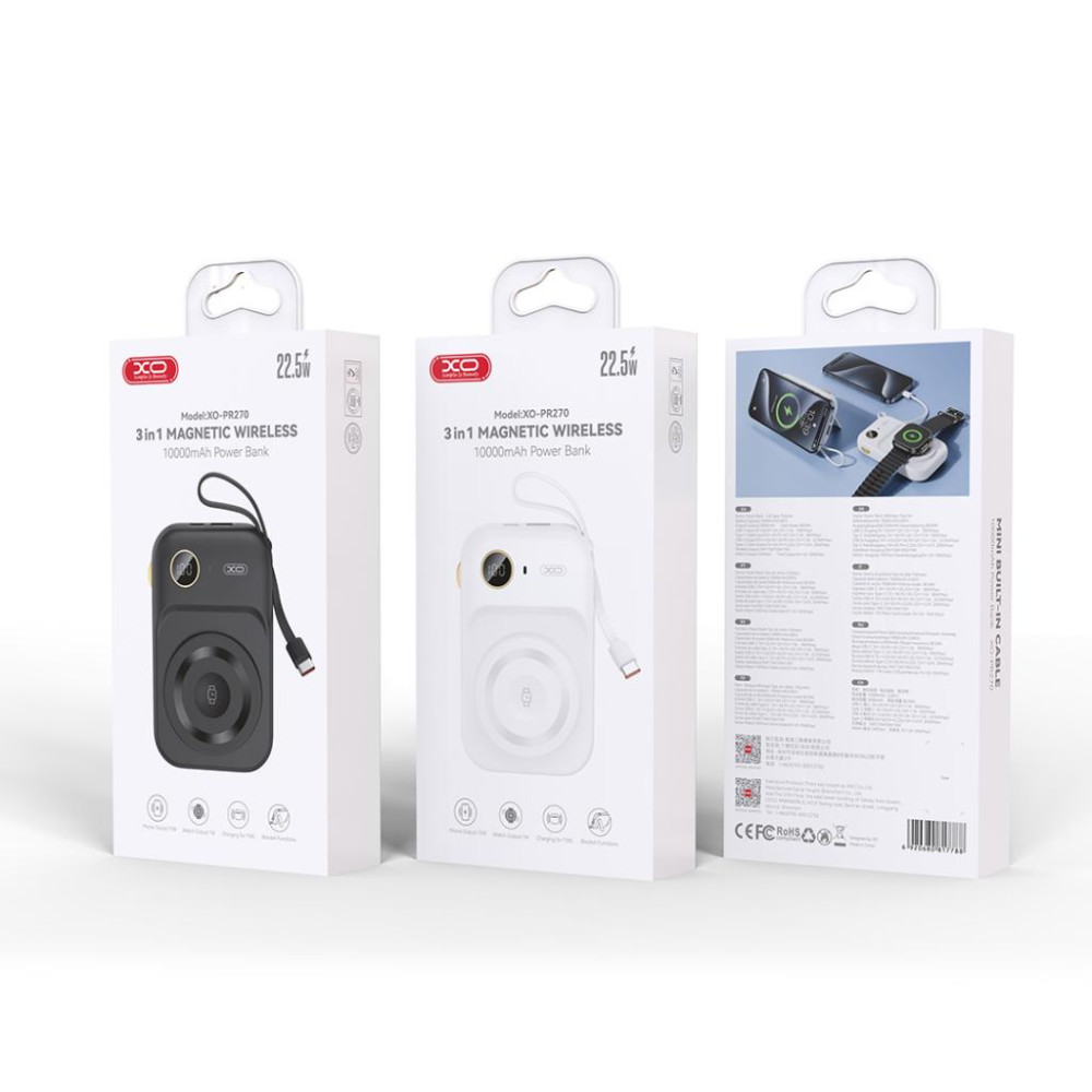 Външна батерия XO PR270 + кабел Type-C - 10 000 mAh, 22.5W Външна батерия XO PR270 + кабел Type-C - 10 000 mAh, 22.5W