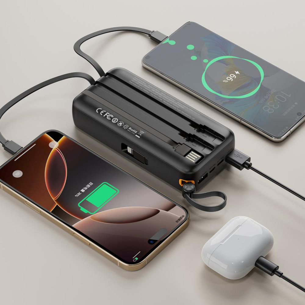 Външна батерия XO PR279 + кабел Type-C / Lightning / Micro - 20 000 mAh, 10W Външна батерия XO PR279 + кабел Type-C / Lightning / Micro - 20 000 mAh, 10W