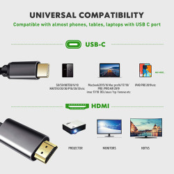Кабел HD 4K  Type-C към HDMI, 30Hz, 1.8 метра Кабел HD 4K  Type-C към HDMI, 30Hz, 1.8 метра