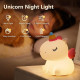 Нощна лампа Nimbo Silicone Fluffy unicorn, TAP, 3-whites, USB