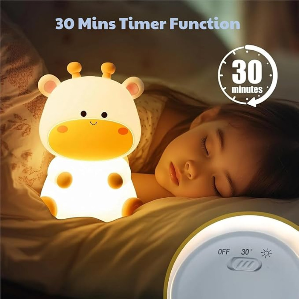 Нощна лампа Nimbo Silicone Deer, yellow, TAP, 2-whites, USB, timer