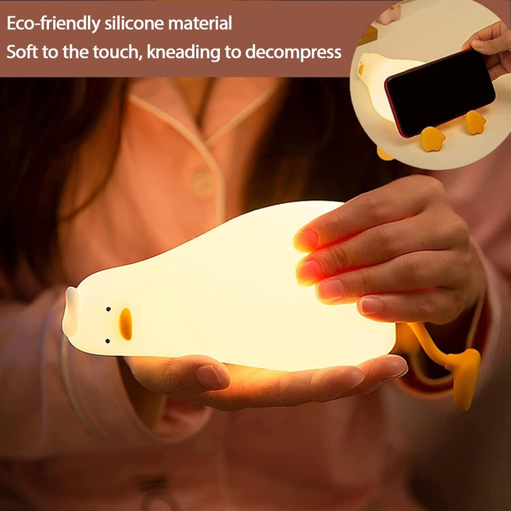 Нощна лампа Nimbo Silicone Laying duck, TAP, 3-whites, USB, timer