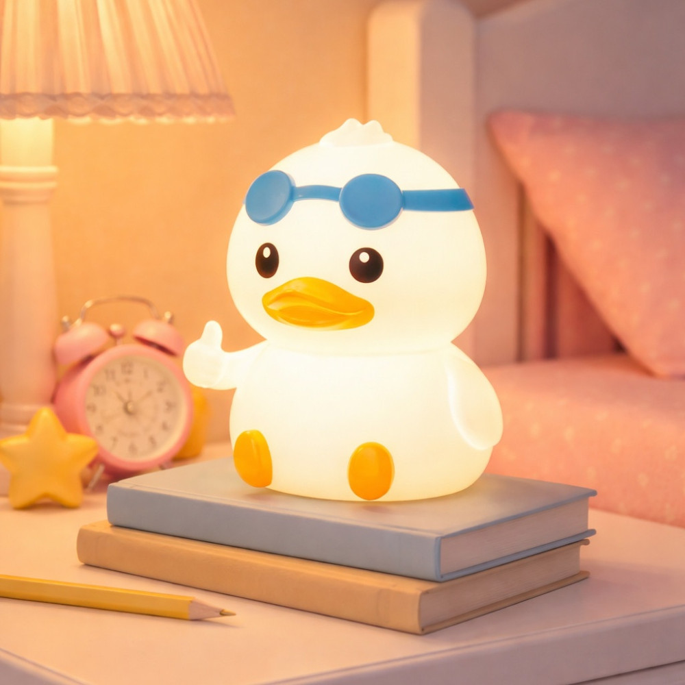 Нощна лампа Nimbo Silicone Duck with glasses, PAT, colorful, TAP, USB