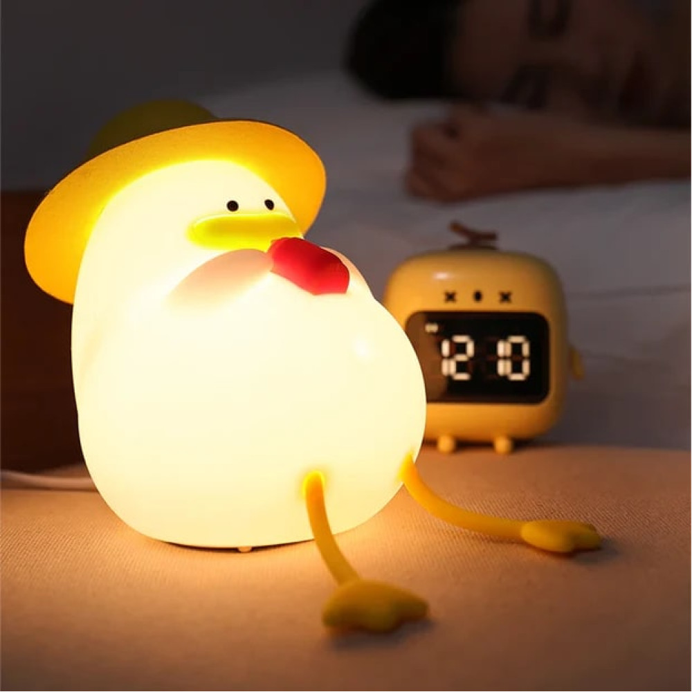 Нощна лампа Nimbo Silicone Duck with glasses, PAT, colorful, TAP, USB, timer