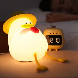 Нощна лампа Nimbo Silicone Duck with glasses, PAT, colorful, TAP, USB, timer