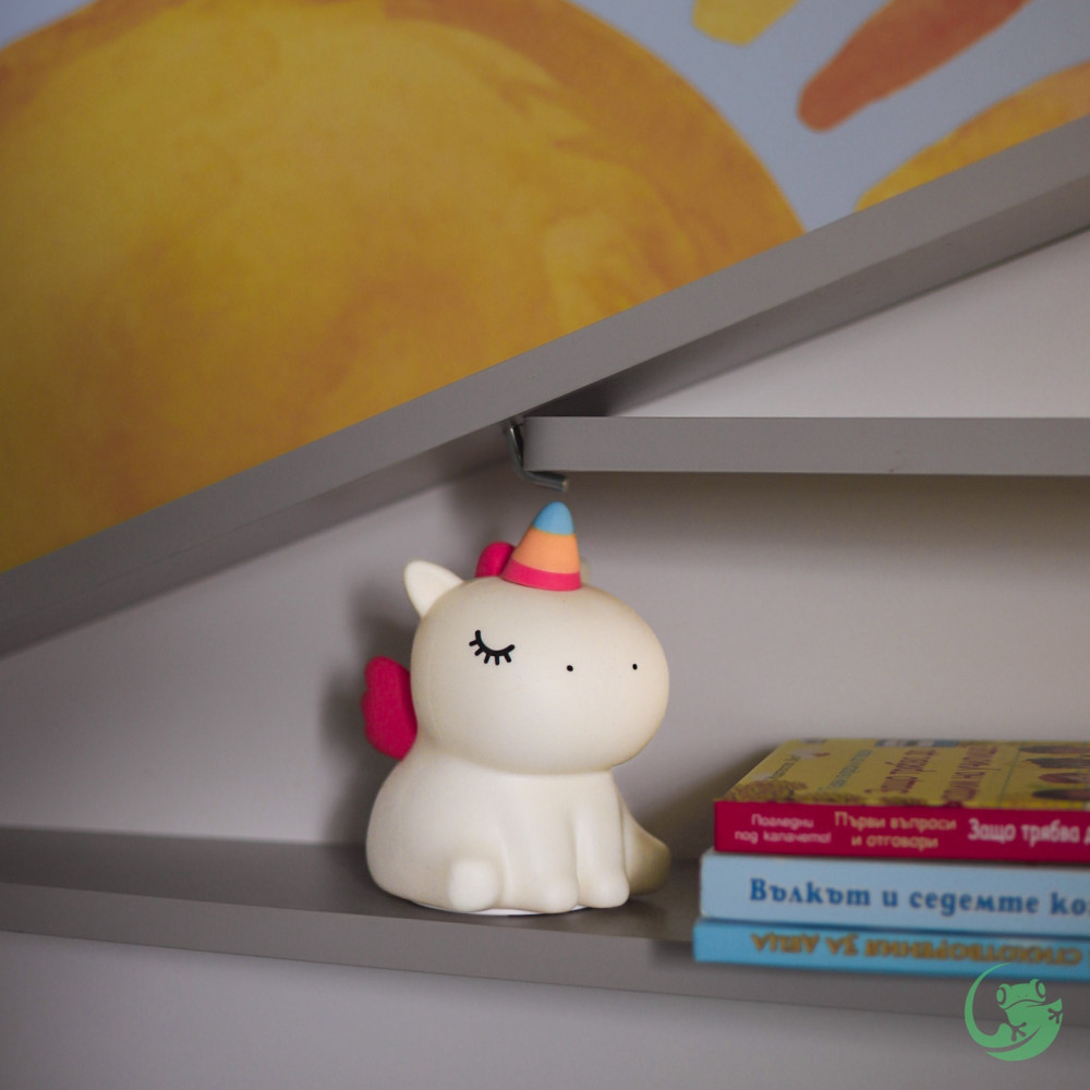 Нощна лампа Nimbo Silicone Fluffy unicorn, TAP, 3-whites, USB