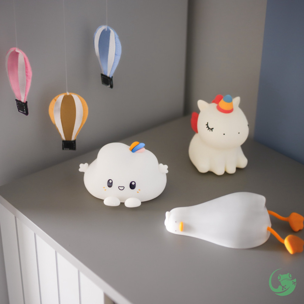 Нощна лампа Nimbo Silicone Laying duck, TAP, 3-whites, USB, timer