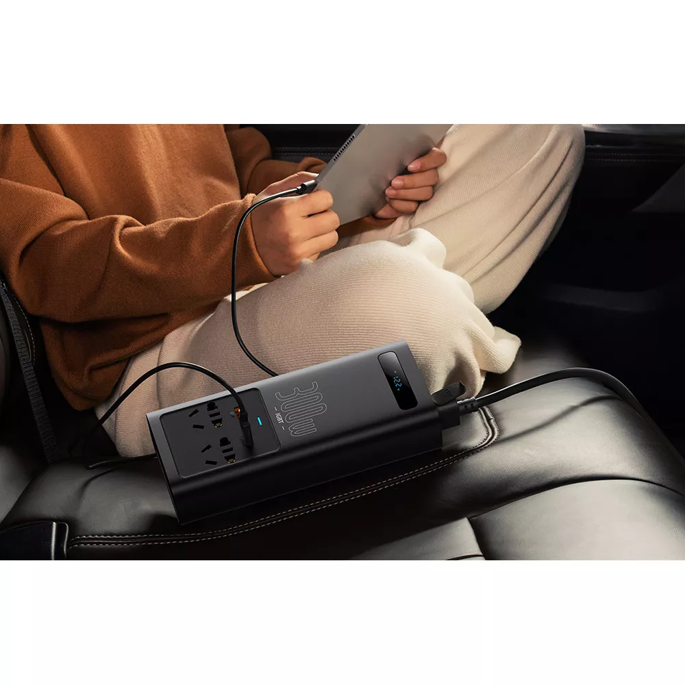 Инвертор за кола 12V/24V BASEUS, 300W, 2xAC, USB-A, USB-C (CGNB010101)