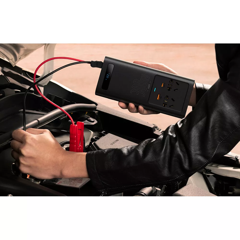 Инвертор за кола 12V/24V BASEUS, 300W, 2xAC, USB-A, USB-C (CGNB010101)