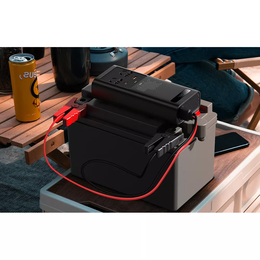 Инвертор за кола 12V/24V BASEUS, 300W, 2xAC, USB-A, USB-C (CGNB010101)