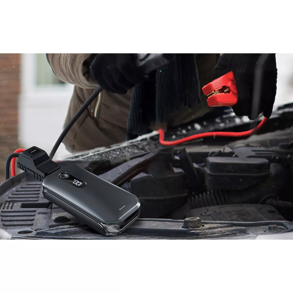        Стартер за автомобил и външна батерия Baseus (CRJS03-01) - 12 000 mAh, 1000A + фенер , (C00245800U03-Z1)