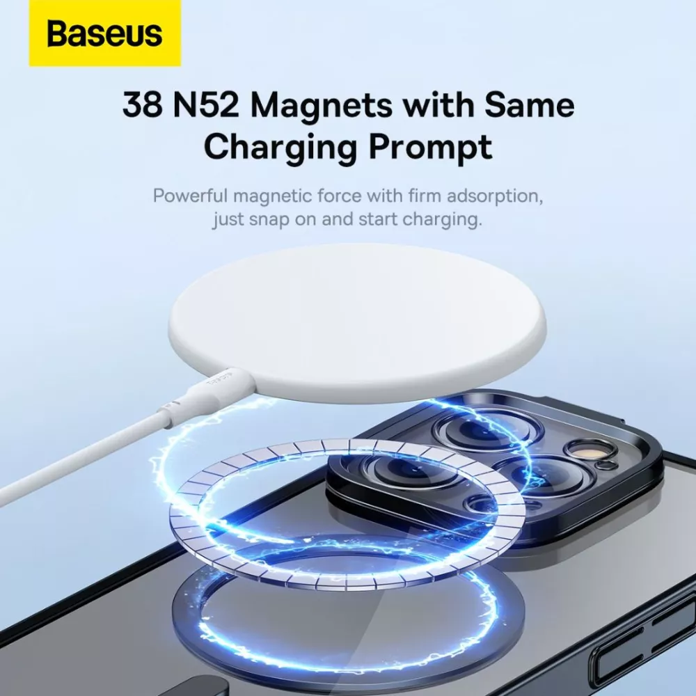 Калъф + стъклен протектор BASEUS Glitter MagSafe за Apple iPhone 14 