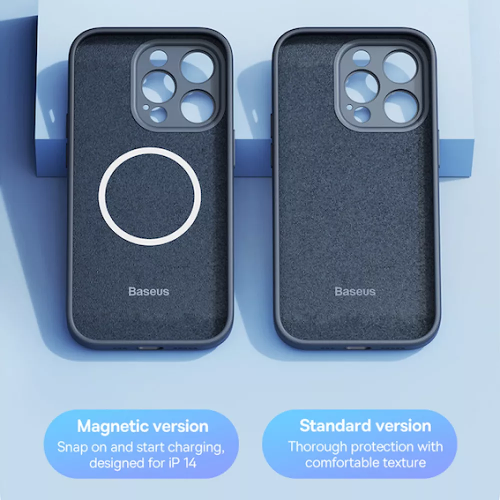 Калъф + стъклен протектор BASEUS Liquid Gel MagSafe за Apple iPhone 14 Pro