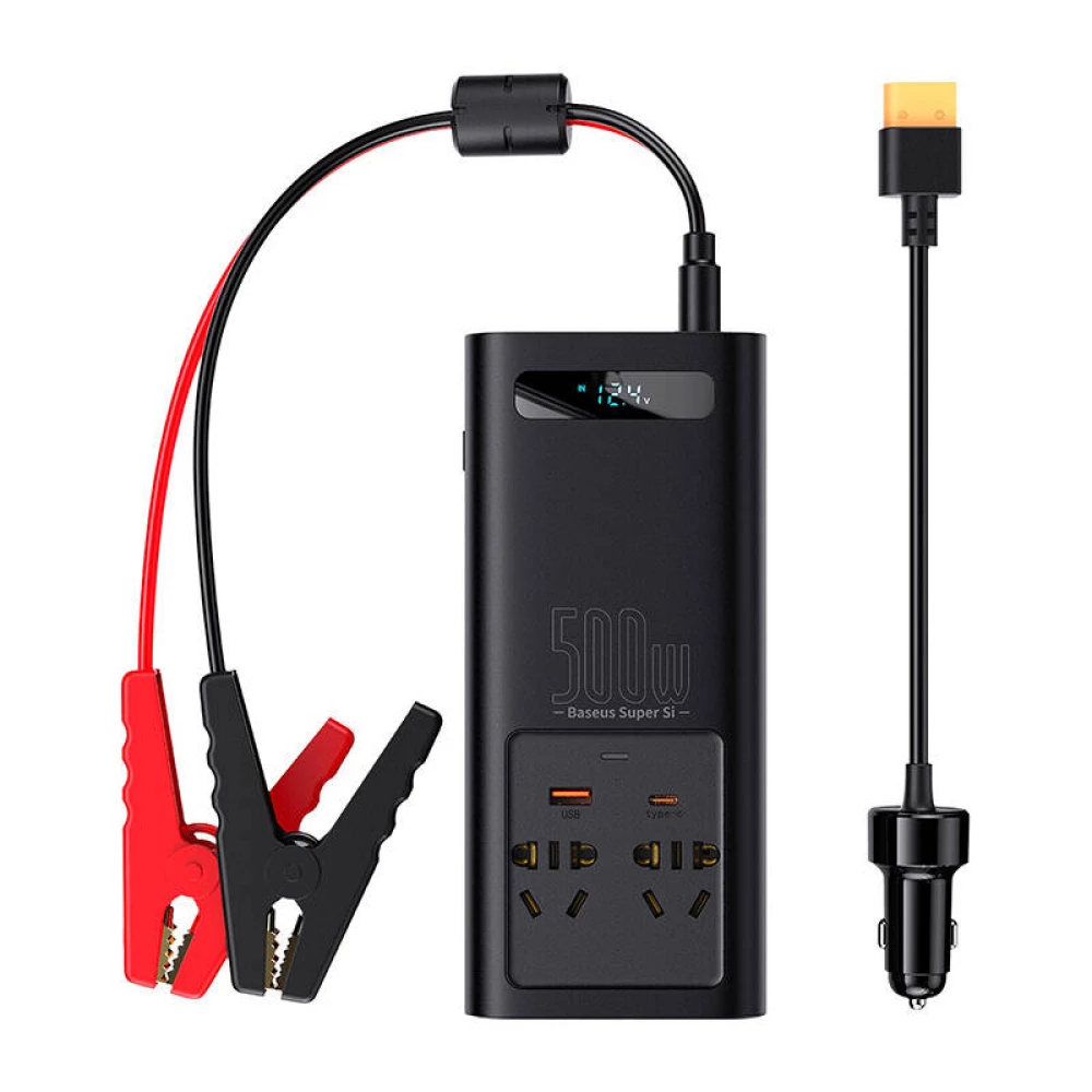 Инвертор за кола 12V/24V BASEUS, 500W, 2*AC, USB-A, USB-C (CGNB000101)
