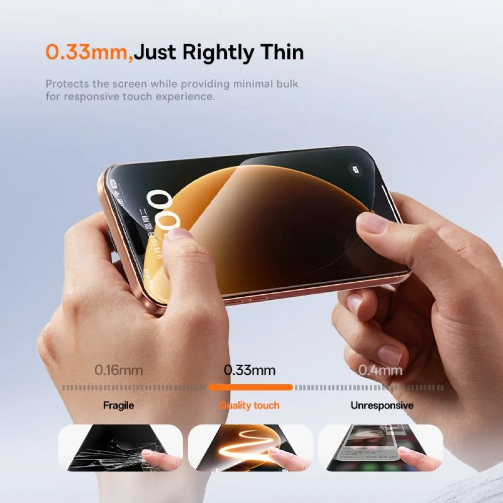 Стъклен протектор BASEUS Crystalline Series HD за Apple iPhone 17 Pro Max, Easy-fix 2/pc. (P0047705)