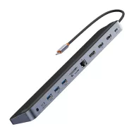  ХЪБ 12в1 BASEUS от Type-C към 3xUSB+2xHDMI+USB-C+DP+TF/microSD+RJ45+Type-C+3.5mm (WKSX030213)
