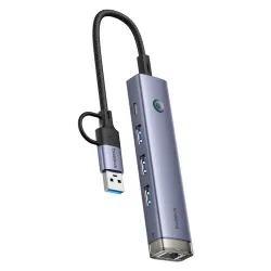 Хъб 4в1 BASEUS UltraJoy от Type-C/USB-A към 3xUSB3.0, USB2.0, USB-C, RJ45 (B0005280B811-14)