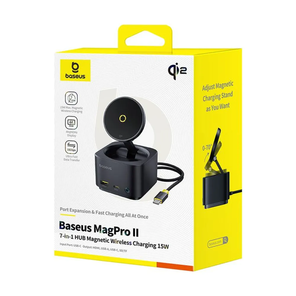 Холдер BASEUS + 7-в-1 HUB Wireless Magnetic, MagPro S, за бюро (B00072900121-00)