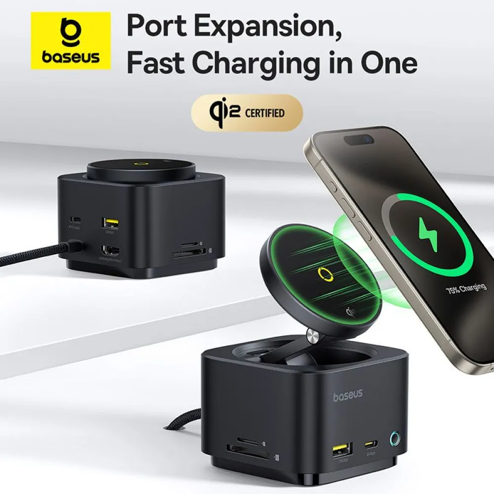 Холдер BASEUS + 7-в-1 HUB Wireless Magnetic, MagPro S, за бюро (B00072900121-00)