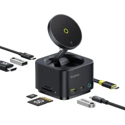 Холдер BASEUS + 7-в-1 HUB Wireless Magnetic, MagPro S, за бюро (B00072900121-00)