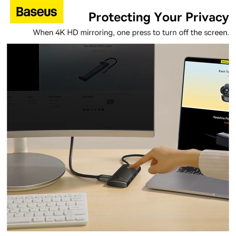 Хъб 5-в-1 BASEUS Lite S. от Type-C към 3xUSB3.0, USB-C (PD) 100W, HDMI, Lite S.  - (WKQX040001)