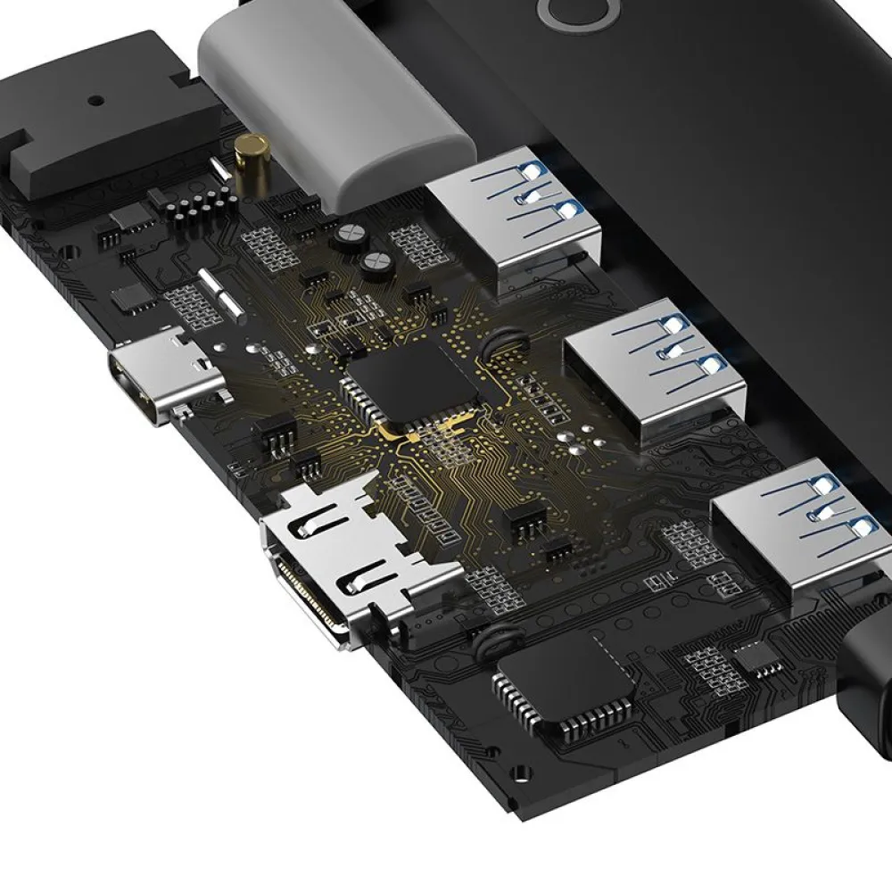 Хъб 5-в-1 BASEUS Lite S. от Type-C към 3xUSB3.0, USB-C (PD) 100W, HDMI, Lite S.  - (WKQX040001)