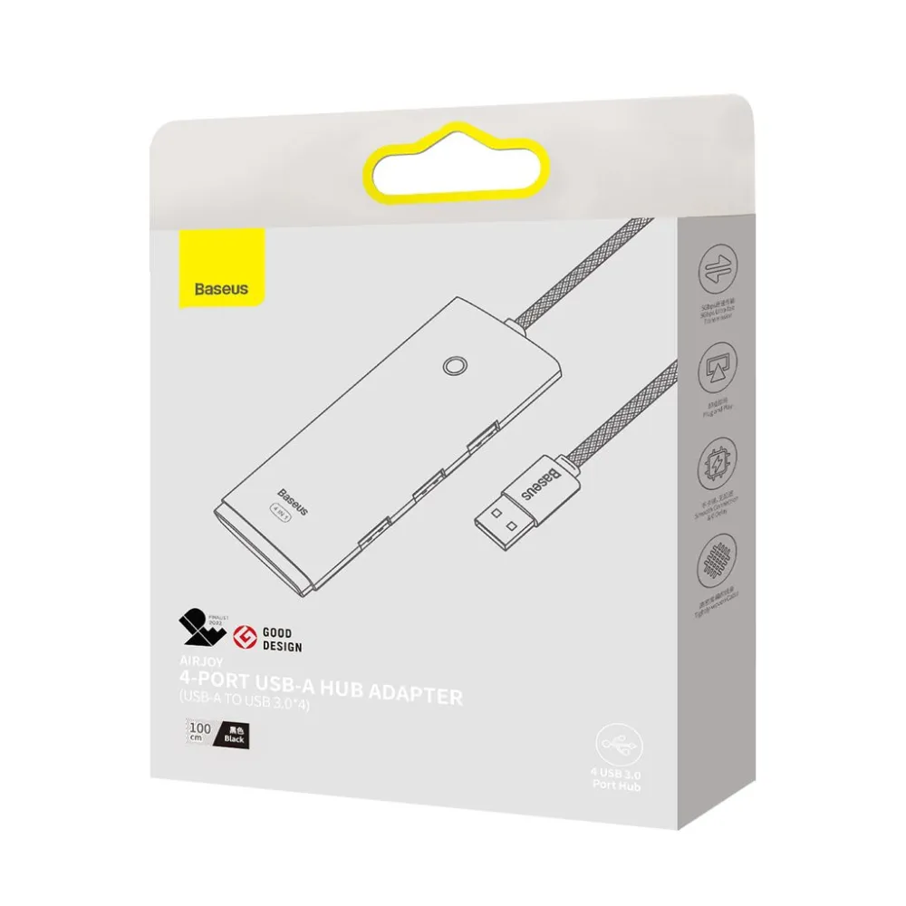 Хъб 4в1 BASEUS Lite S. от USB-A към 4xUSB 3.0, 2м. (WKQX030201)
