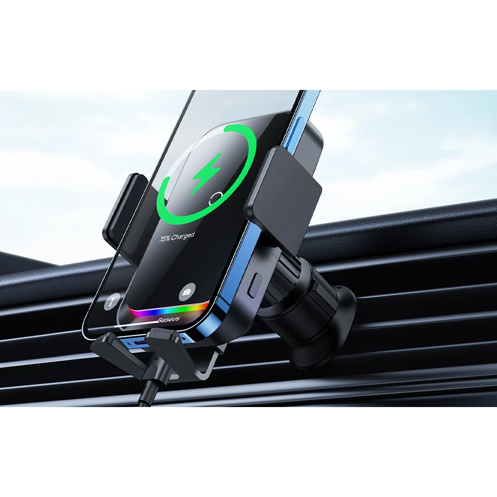 Холдер BASEUS + Wireless 15W, Halo Electric (SUDD000001)