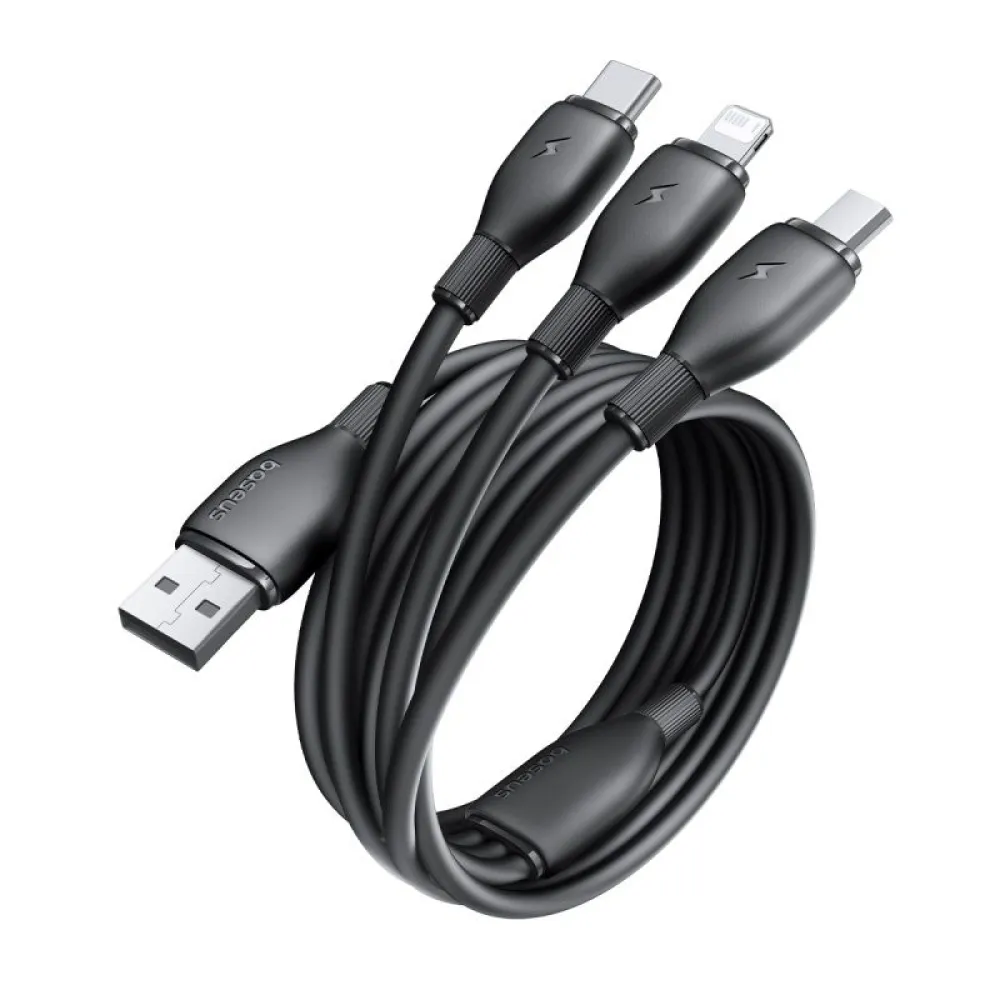  Кабел 3-в-1 BASEUS Ultra-fast , USB-A към Type-C, Lightning и Micro USB, (P10376303121-00) 1.3 метра