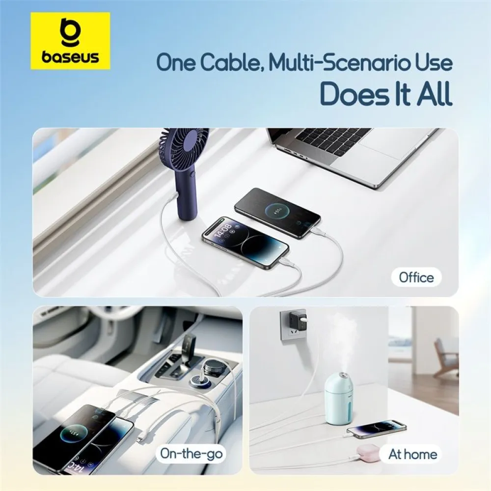  Кабел 3-в-1 BASEUS Ultra-fast , USB-A към Type-C, Lightning и Micro USB, (P10376303211-00) 1.3 метра