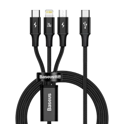  Кабел 3-в-1 BASEUS, Rapid (CAMLT-SC01), Type-C към Type-C, Lightning и Micro USB, 1.5 метра
