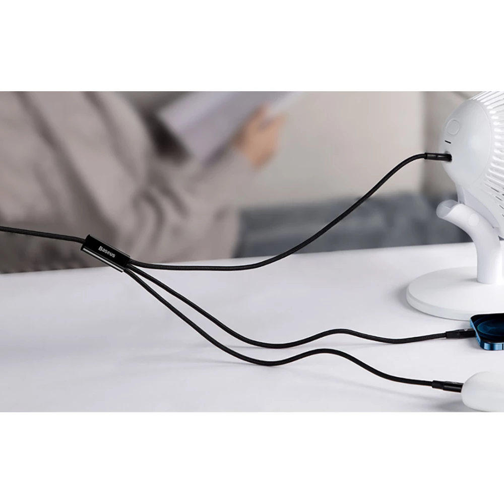  Кабел 3-в-1 BASEUS, Rapid (CAMLT-SC01), Type-C към Type-C, Lightning и Micro USB, 1.5 метра
