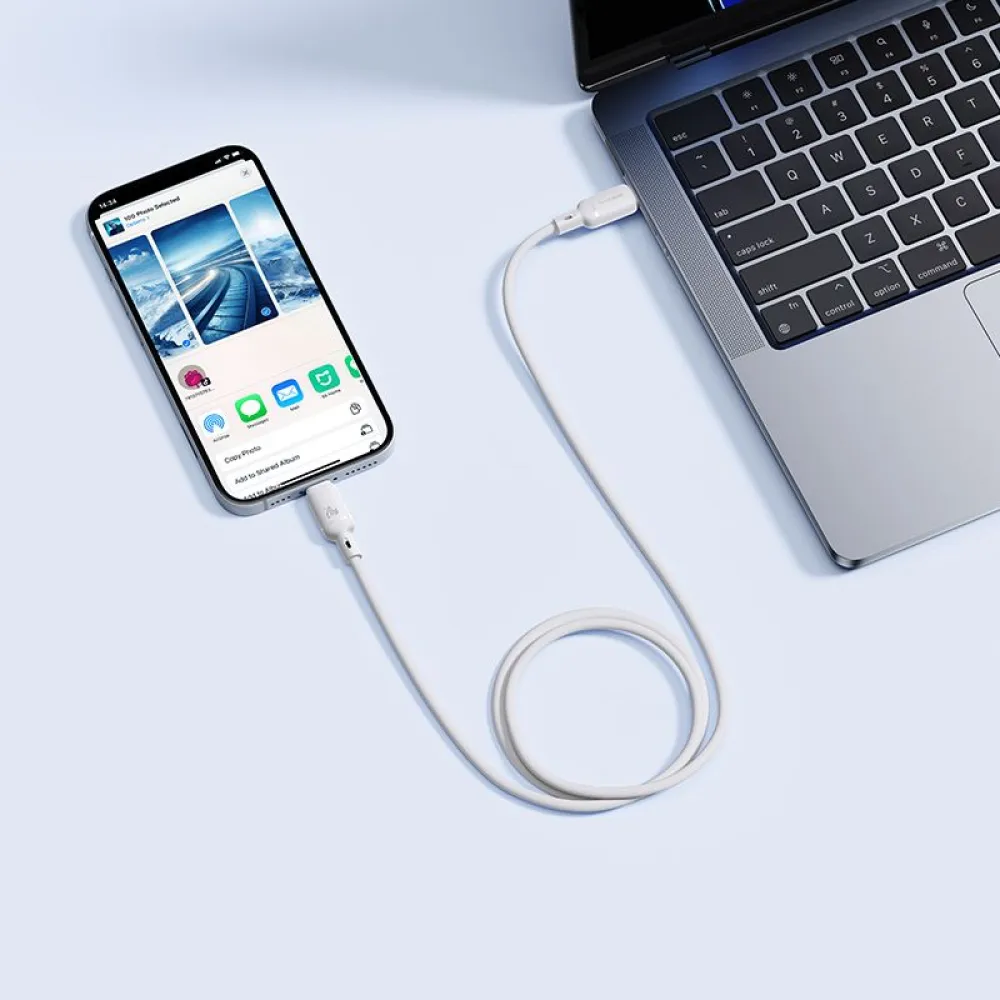  Кабел BASEUS 20W, USB-C - Lightning, Silky Series (P10377700213-00), 1 метър