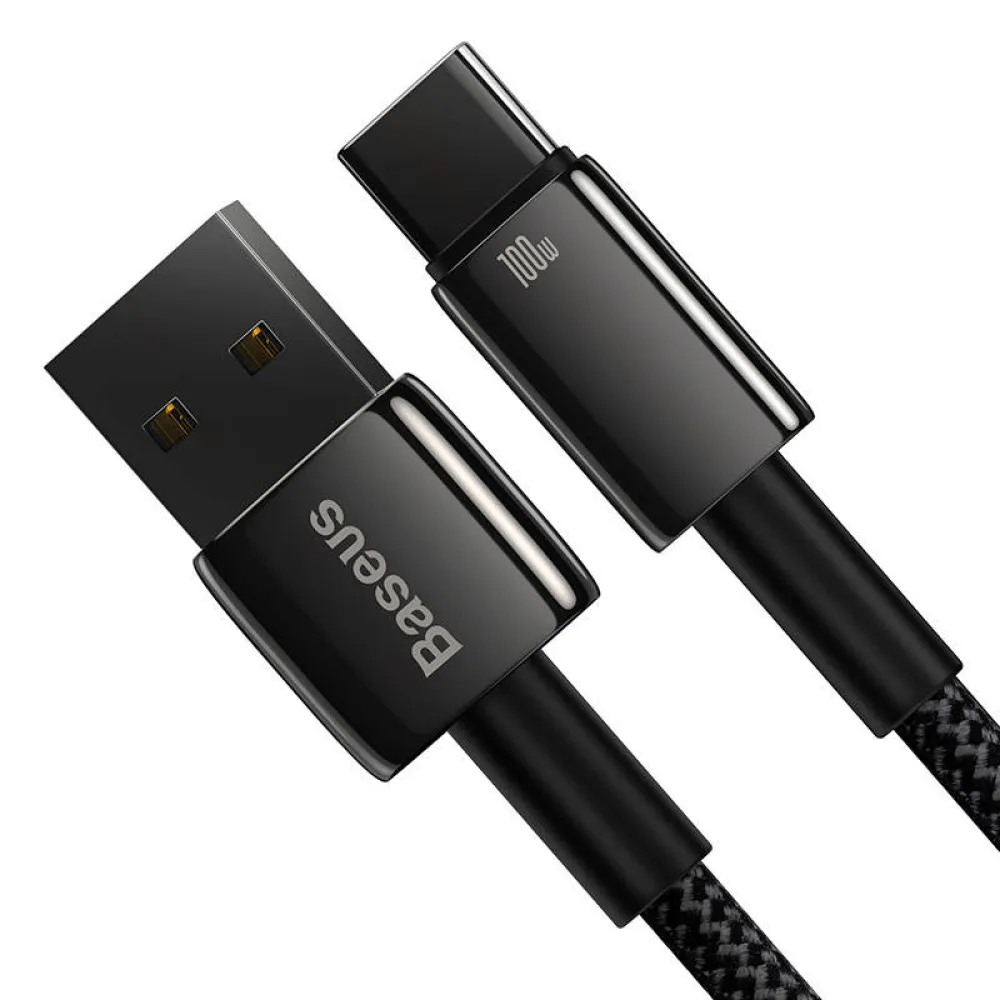  Кабел BASEUS 100W, USB-A - Type-C, Tungsten Gold (CAWJ000101), 2 метра