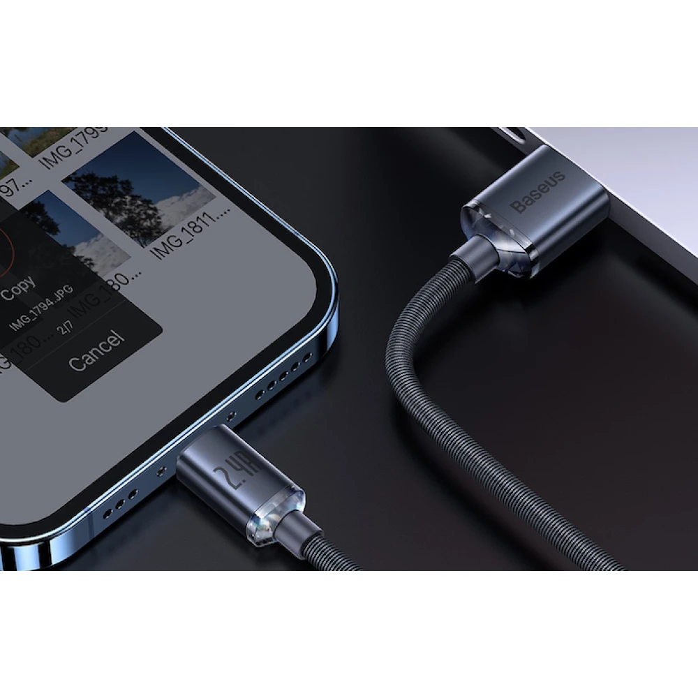 Кабел BASEUS, 2.4A USB-A - Lightning, Crystal Shine (CAJY000101), 1.2 метра