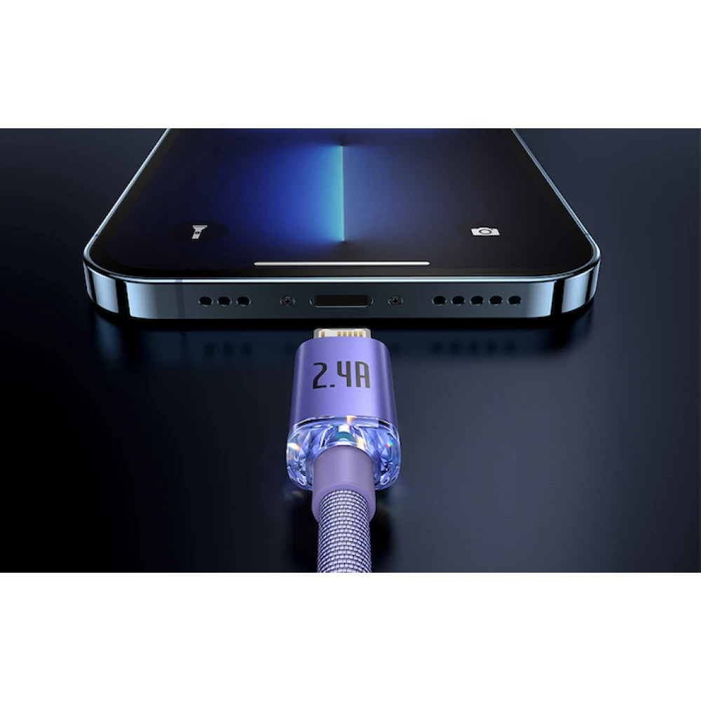 Кабел BASEUS, 2.4A USB-A - Lightning, Crystal Shine (CAJY000005), 1.2 метра