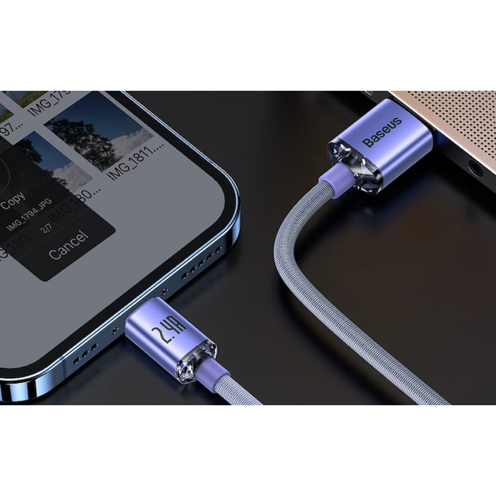 Кабел BASEUS, 2.4A USB-A - Lightning, Crystal Shine (CAJY000005), 1.2 метра