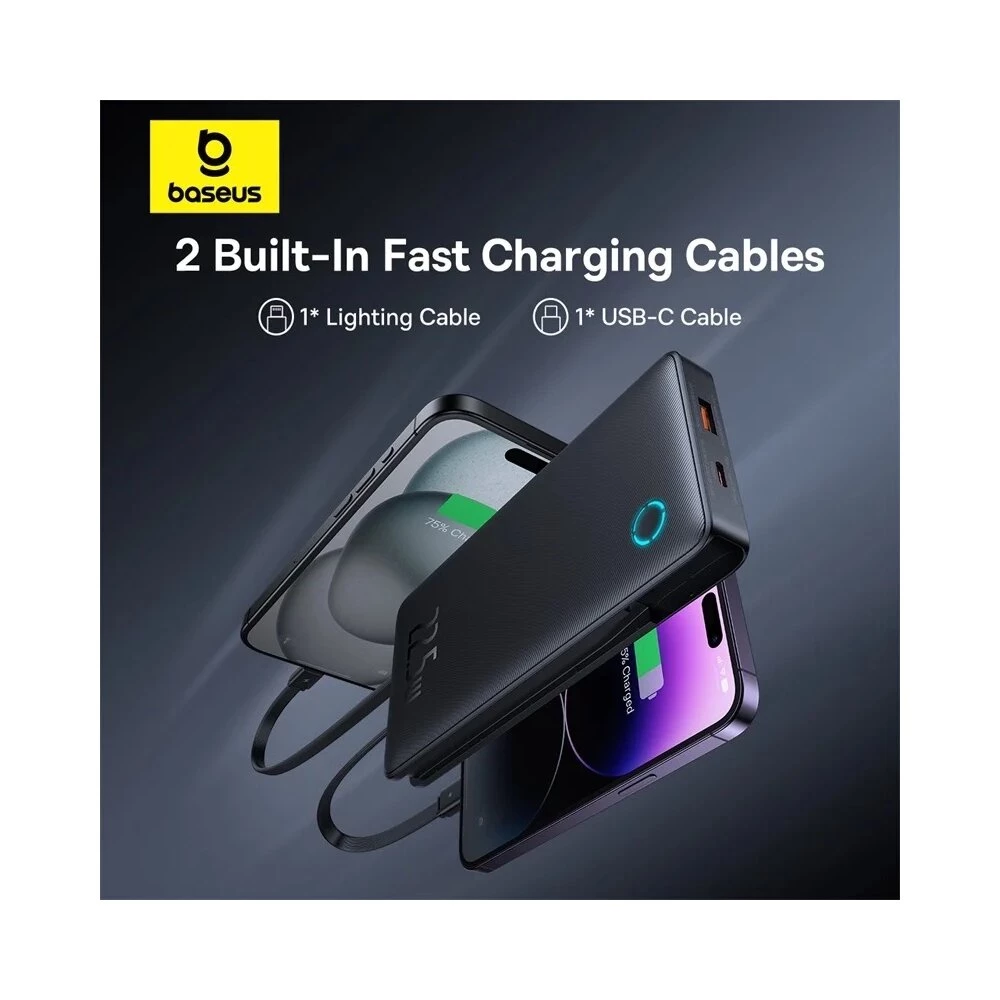 Външна батерия BASEUS - 10 000 mAh, 22.5W, Airpow Lite + Два кабела: Type-C и Lightning (P10067501123-00)