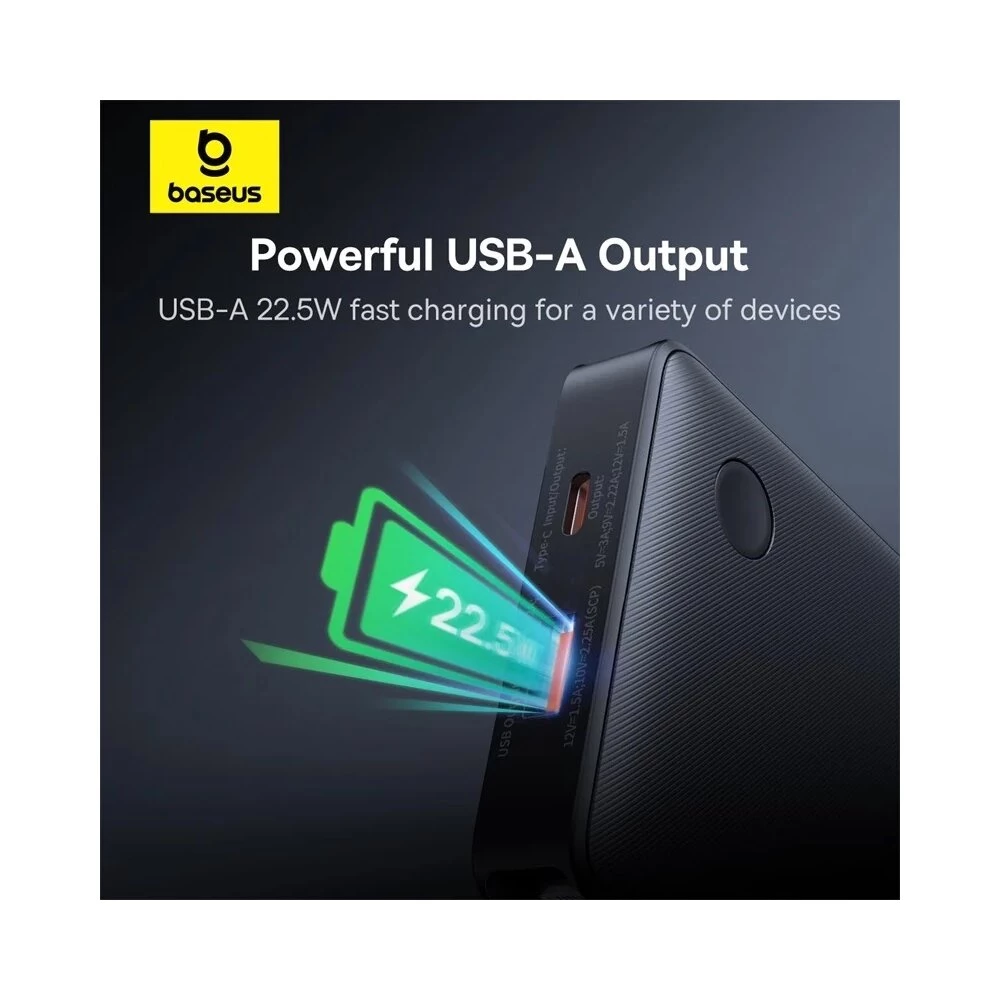 Външна батерия BASEUS - 10 000 mAh, 22.5W, Airpow Lite + Два кабела: Type-C и Lightning (P10067501123-00)
