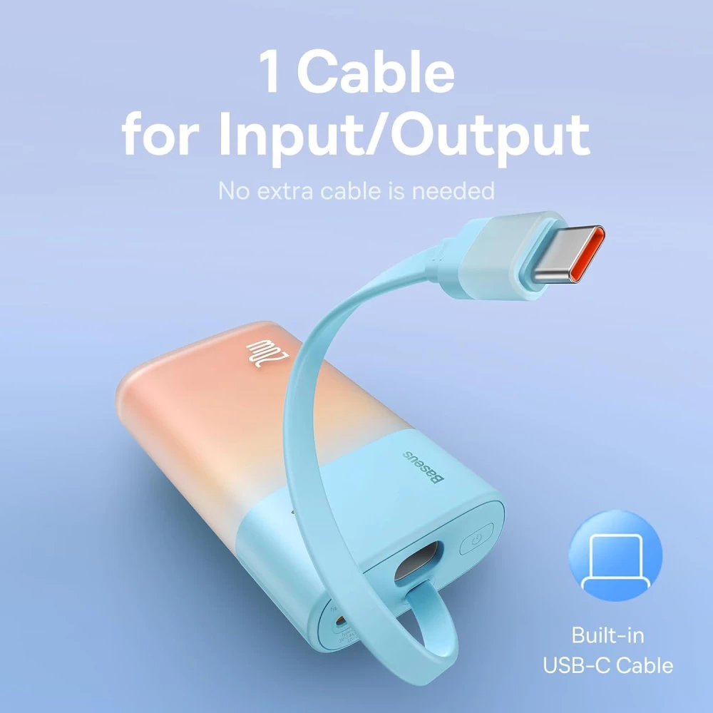 Външна батерия BASEUS Popsicle + кабел Type-C - 5200 mAh, 20W - (P10055601Y13-01)