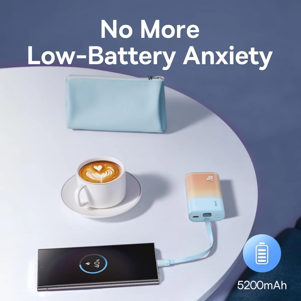 Външна батерия BASEUS Popsicle + кабел Type-C - 5200 mAh, 20W - (P10055601Y13-01)